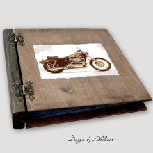 album drewniany MODENA duży 75 kart motyw motocykla 4